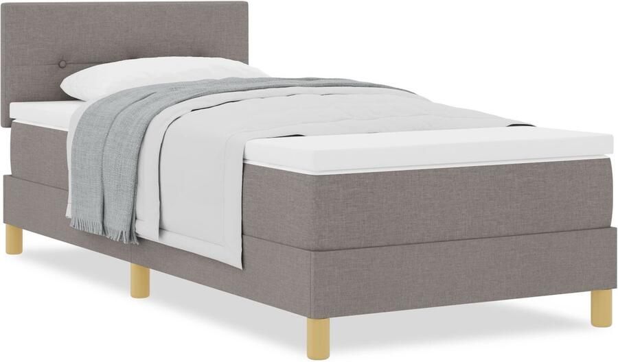 VidaXL Boxspringbed met matras met matras Taupe 90 x 200 cm Stof - Foto 2