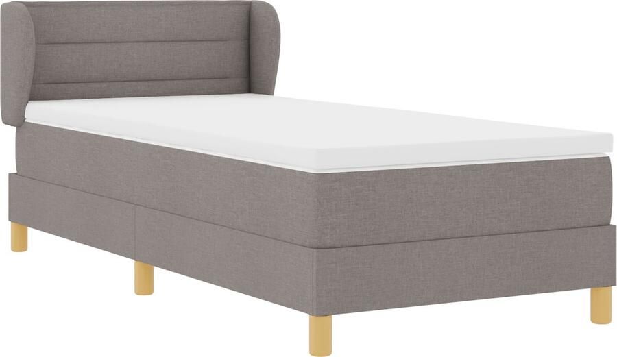 VidaXL Boxspringbed met Matras Crème 90x200 cm Stof Taupe 90 x 200 cm - Foto 3