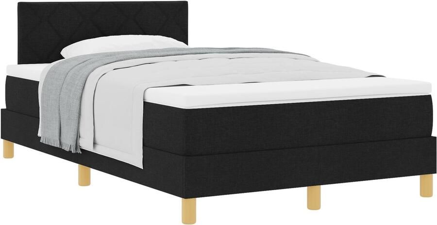 VidaXL Boxspringbed met matras met matras Zwart 120 x 200 cm Stof - Foto 2