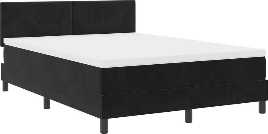 VidaXL Boxspringbed met Matras en LED Zwart 140x200 cm Velvet