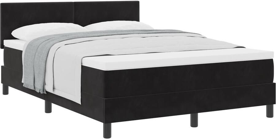 VidaXL Boxspringbed met Matras met matras Zwart 140 x 200 cm Stof - Foto 2
