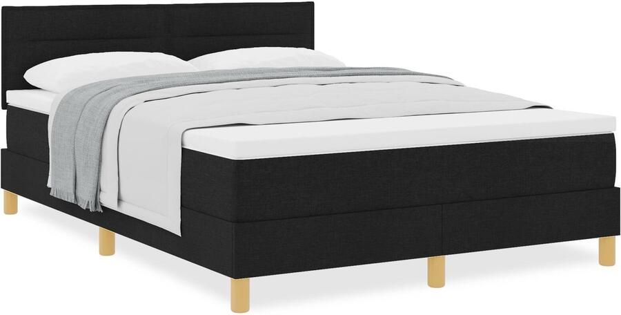 VidaXL Boxspring Bed met Matras Zwart 140x200 cm Stof - Foto 2
