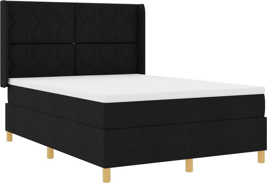 VidaXL Boxspringbed met matras met hoofdeinde Zwart 140 x 200 cm Stof