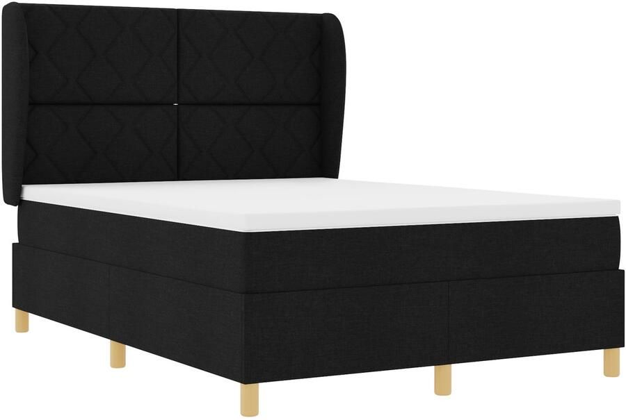 VidaXL Boxspring Bed met Matras Zwart 140x200 cm Stof