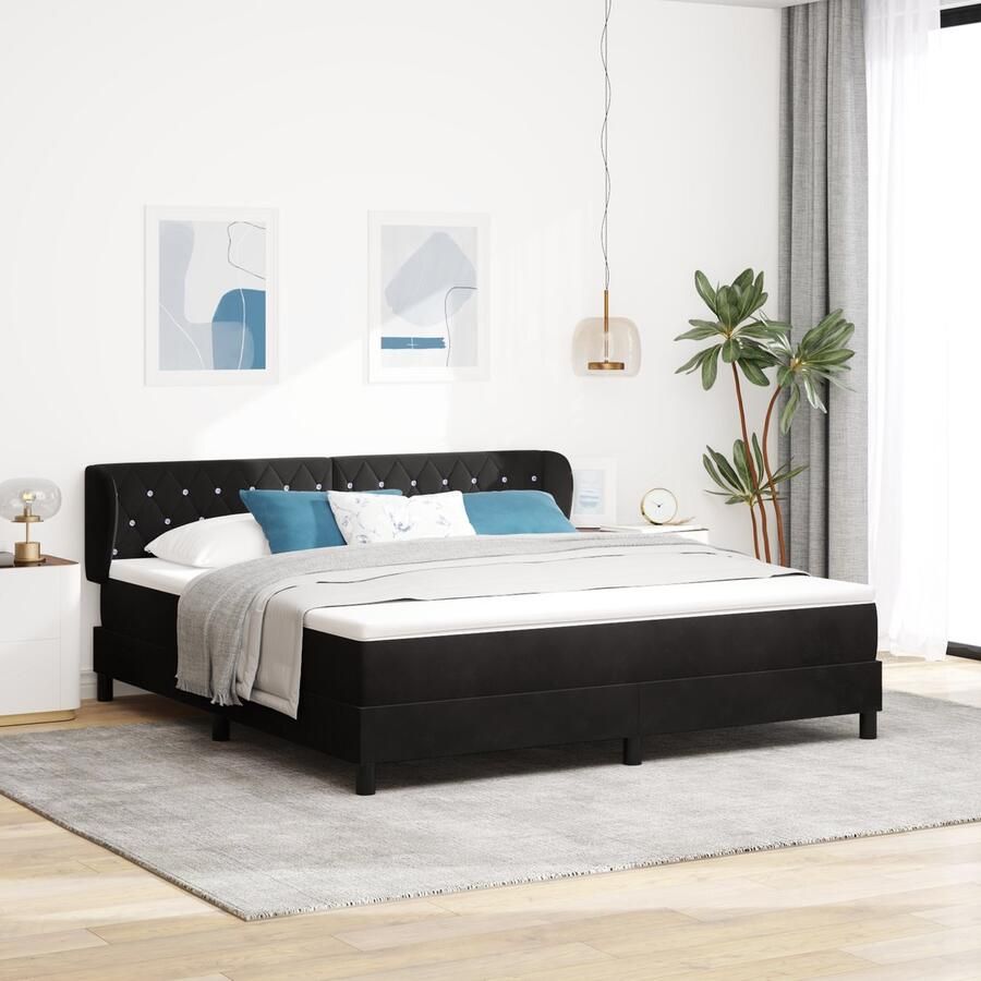 VidaXL Boxspring Bed met Matras Zwart 180x200 cm Fluweel - Foto 2