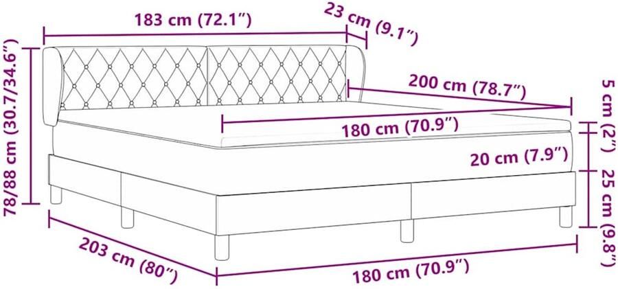 VidaXL Boxspring Bed met Matras Zwart 180x200 cm Fluweel