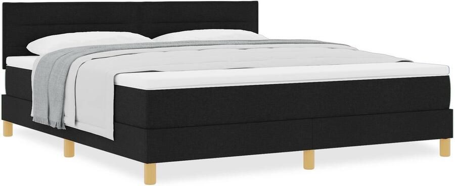 VidaXL Boxspring Bed met Matras Zwart 180x200 cm Stof - Foto 2