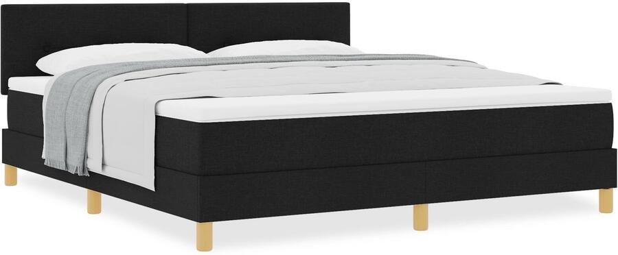 VidaXL Boxspring Bed met Matras Zwart 180x200 cm Stof - Foto 2