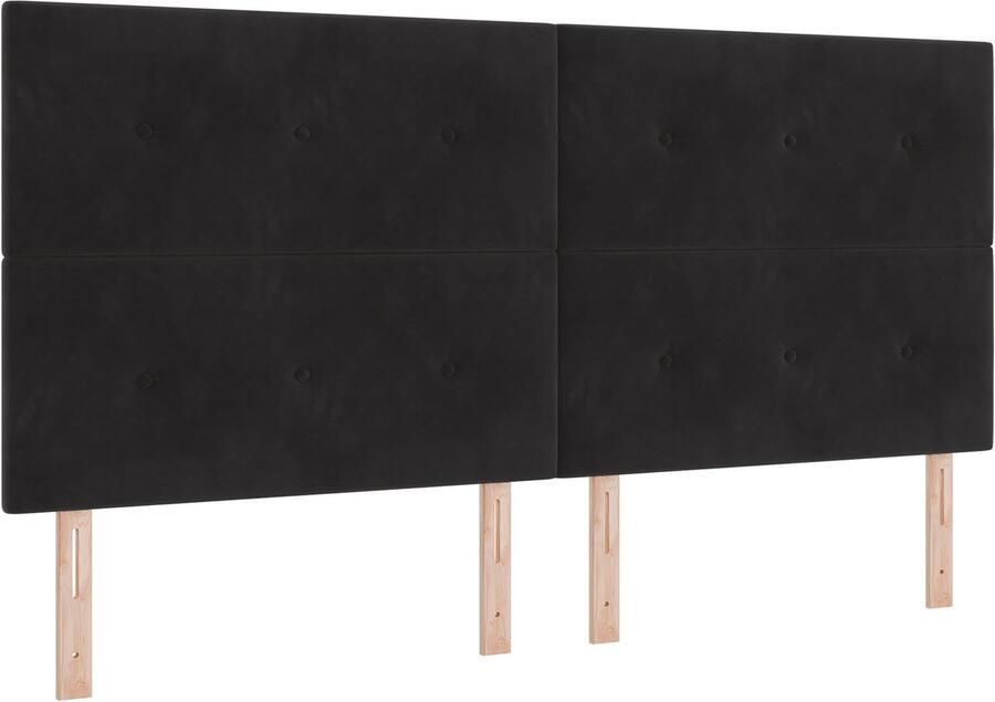 VidaXL Boxspring Bed Set van 6 Zwart en Wit Fluweel Schuim Eenpersoons