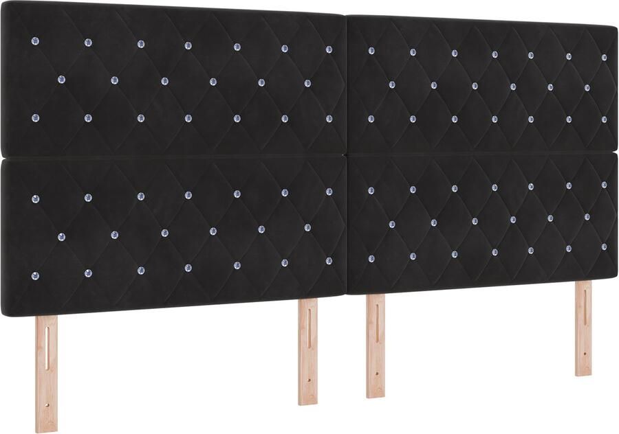 VidaXL Fluwelen Hoofdbord Geruit met hoofdeinde Zwart 200 cm Fluweel