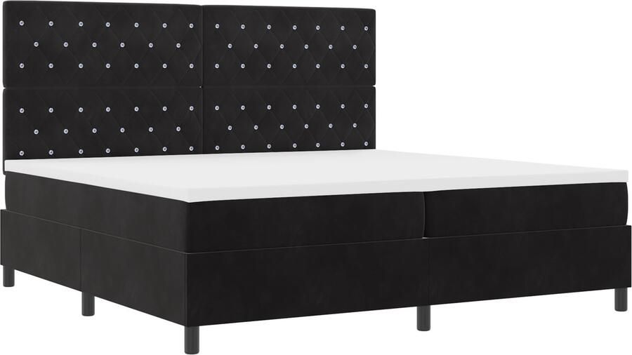 VidaXL Boxspringbed met Matras en LED Zwart 200x200 cm Fluweel