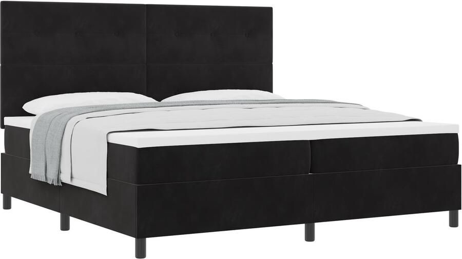 VidaXL Boxspring Bed Set van 6 Zwart en Wit Fluweel Schuim Eenpersoons - Foto 2