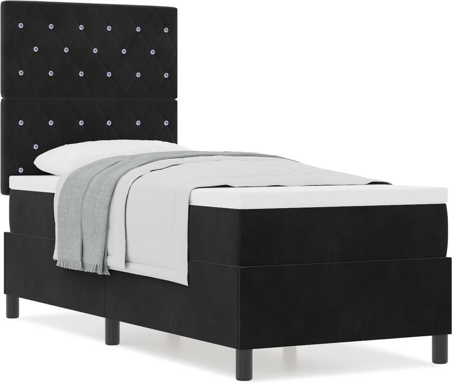 VidaXL Boxspring bed met matras Zwart 80 x 200 cm Fluweel