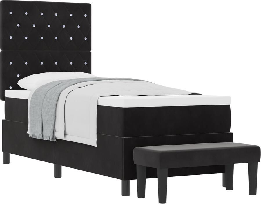 VidaXL Boxspring Bed met Matras & Bank Zwart 80x200 cm Fluweel