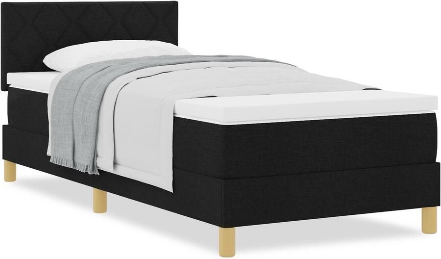 VidaXL Boxspringbed met matras met matras Zwart 90 x 190 cm Stof - Foto 2