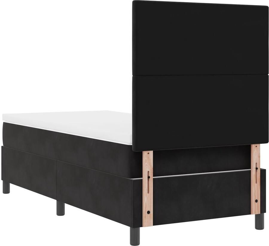 VidaXL Boxspring Bed Set van 4 Zwart en Wit Fluweel Schuim Pocketveren - Foto 2