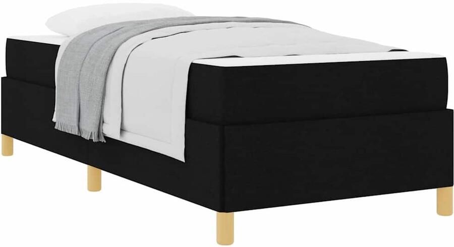 VidaXL Boxspring bed met matras Zwart en Wit 90 x 200 cm Stof