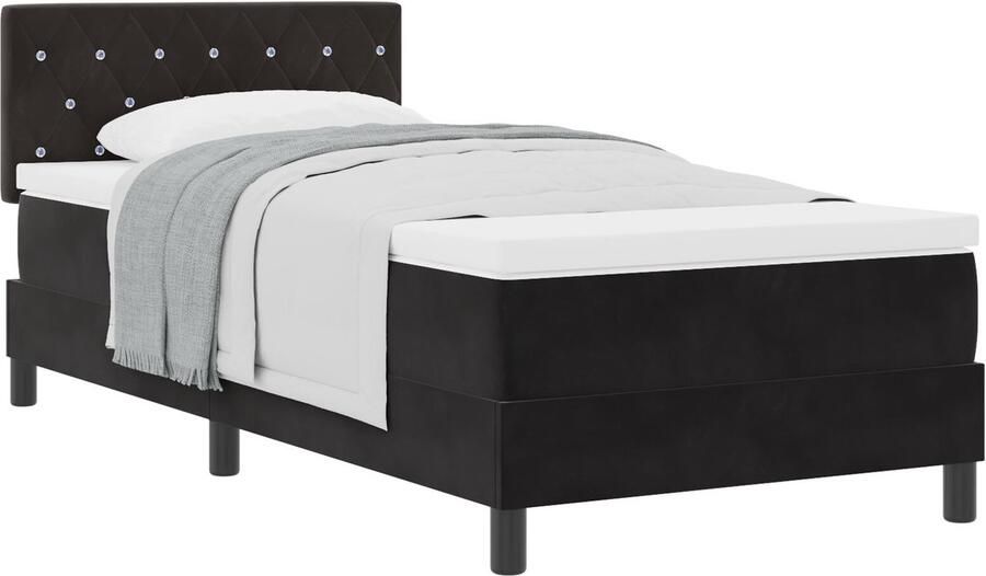 VidaXL Boxspringbed met Matras met matras Zwart 90 x 190 cm Stof - Foto 2
