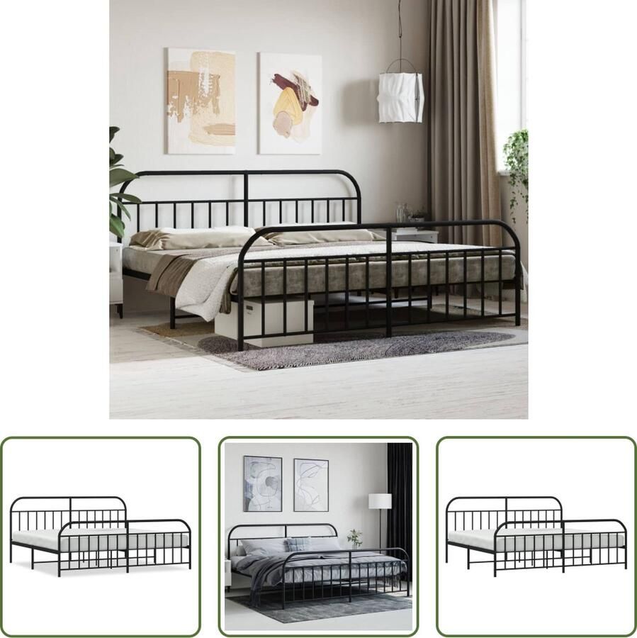 The Living Store Bedframe Metalen Constructie Zwart 207 x 198 x 100 cm Met Extra Opbergruimte Metalen Bedframe Boxspring Bed Tweepersoons Bed King Size Bed Zware Bedconstructie