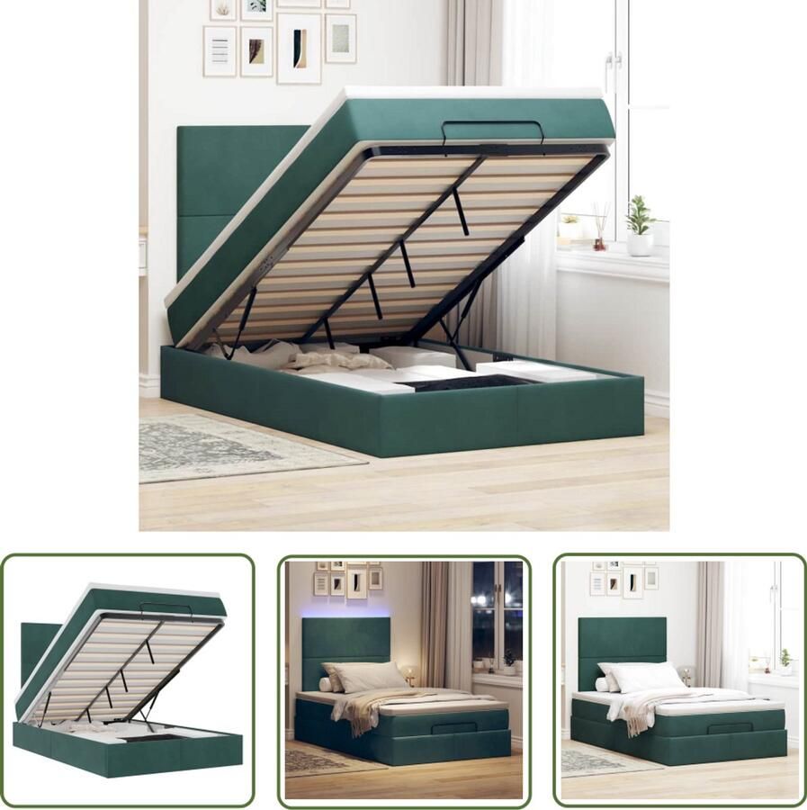 VidaXL Boxspring Bed Ottoman Bed Ottoman bed met matrassen en LED's 120x190cm fluweel Tweepersoonsbed Led Lamp Slaapcomfort