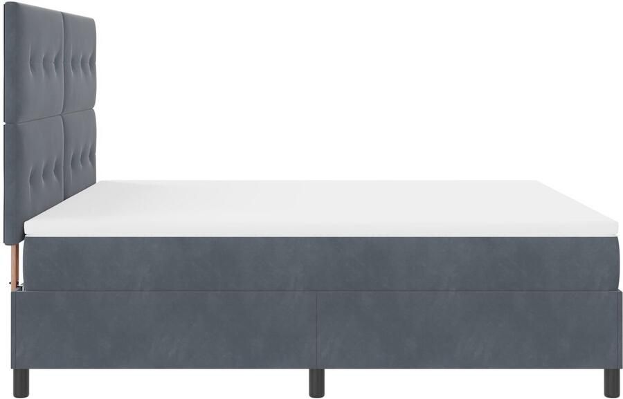 VidaXL Boxspring Bed Set van 5 Wit en Donkergrijs 100% Polyester Fluweel - Foto 3