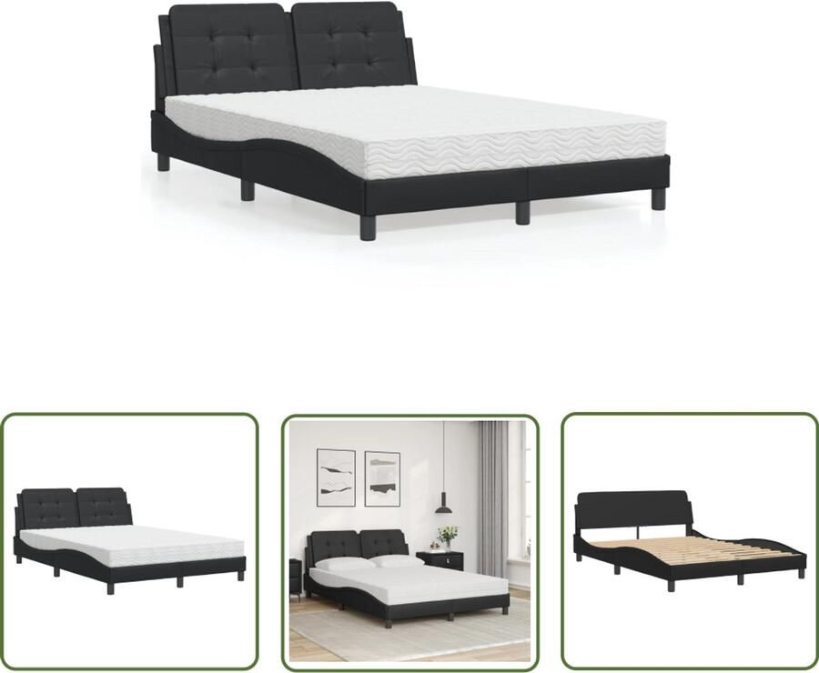 VidaXL Boxspring Bed Slaapcomfort Bedframe zonder matras Zadar kunstleer zwart 120x200 cm Tweepersoonsbed Kunstleder Bed Modern Bed