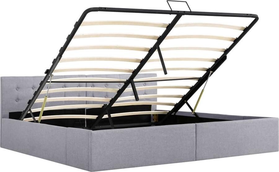 The Living Store Bed Stoffen Bedframe 211x188x73 cm Lichtgrijs Hydraulisch gasveermechanisme Stof Bed Boxspring Bed Dubbel Bed Elektrisch Verstelbaar Bed Opbergbed