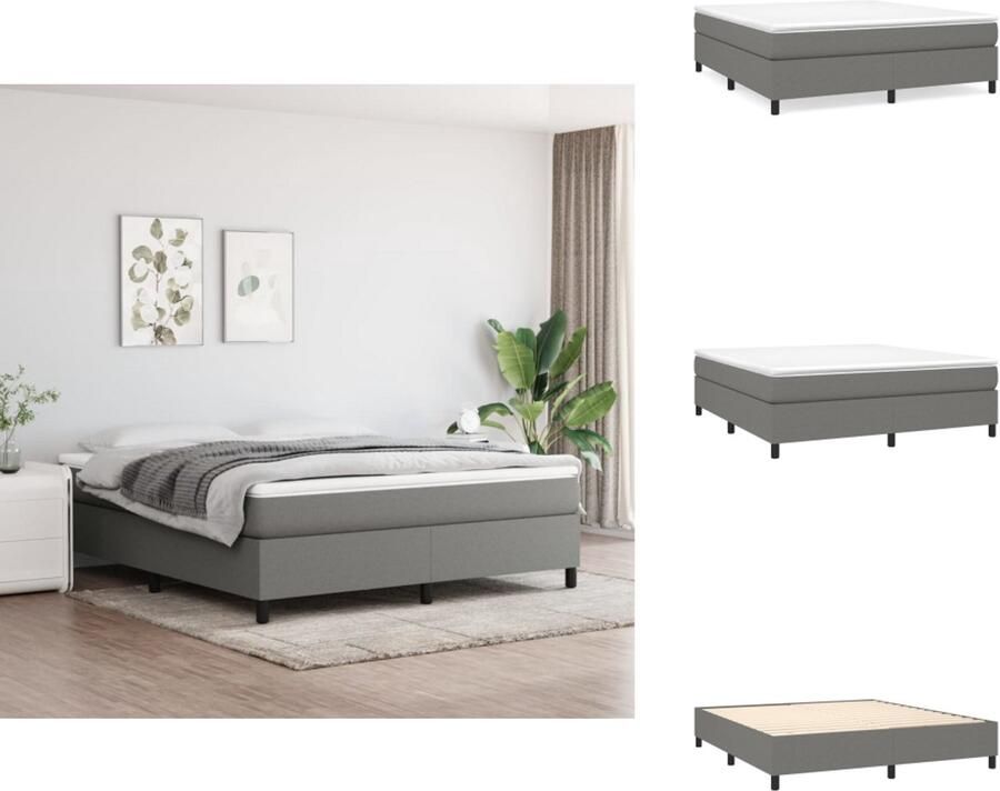 VidaXL Bedframe zonder matras stof donkergrijs 160x200 cm - Foto 4