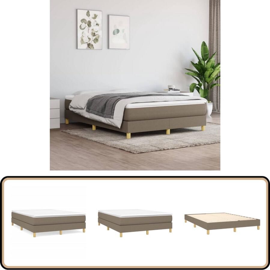 VidaXL Bedframe zonder matras stof taupe 140x190 cm - Foto 2