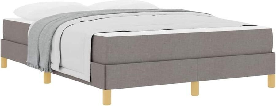 VidaXL Boxspring bed Taupe Bruin 140 x 200 cm Stof Geengineerd Hout