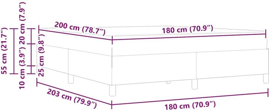 VidaXL Bedframe Donkergrijs Grijs en Wit 180 x 200 cm Fluweel