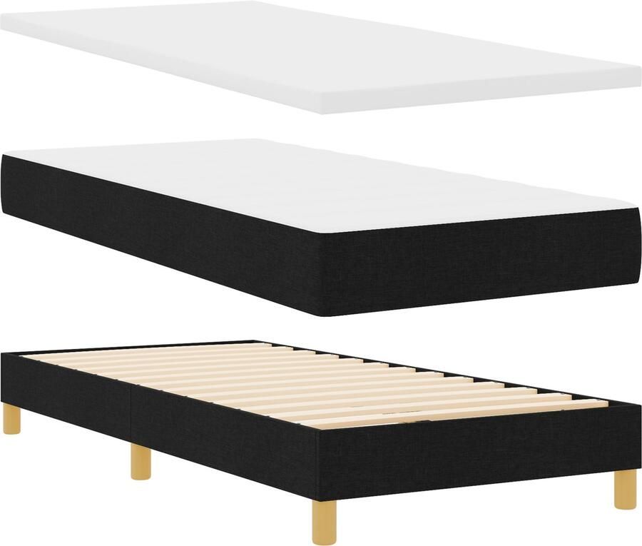 VidaXL Boxspring bed met matras met hoofdeinde Zwart 80 x 200 cm
