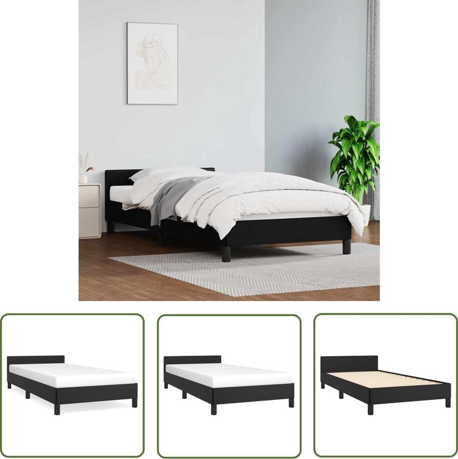 The Living Store Bedframe met hoofdbord kunstleer zwart 80x200 cm Bedframe Met Hoofdbord Bedframes Met Hoofdborden Bedframe Bed Slaapmeubel Bedbodem Ledikant Eenpersoonsbed Slaapbed Bedframes Bedden