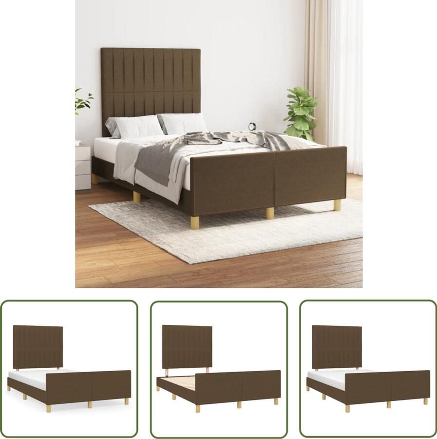 VidaXL Boxspring Bedframe zonder matras 120x190 cm stof donkerbruin Tweepersoonsbed Houten Bed Stoffen Bed