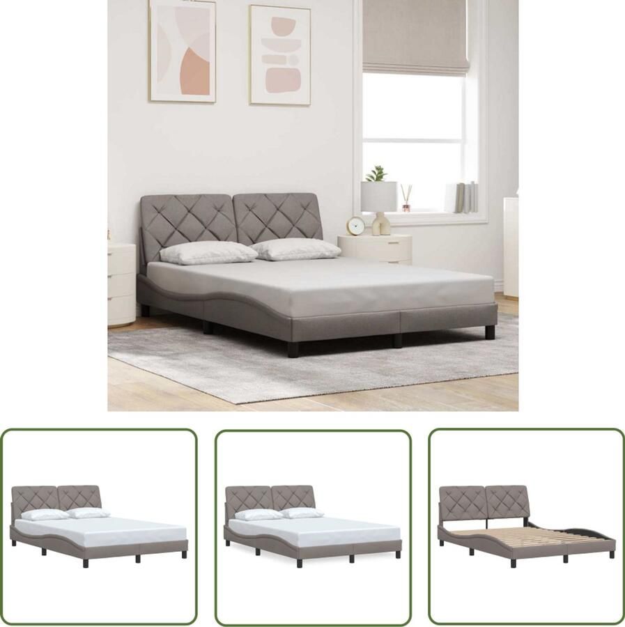 VidaXL Boxspring Bedframe zonder matras 120x200 cm stof taupe Tweepersoonsbed Stapelbaar Bed Slaapkamers