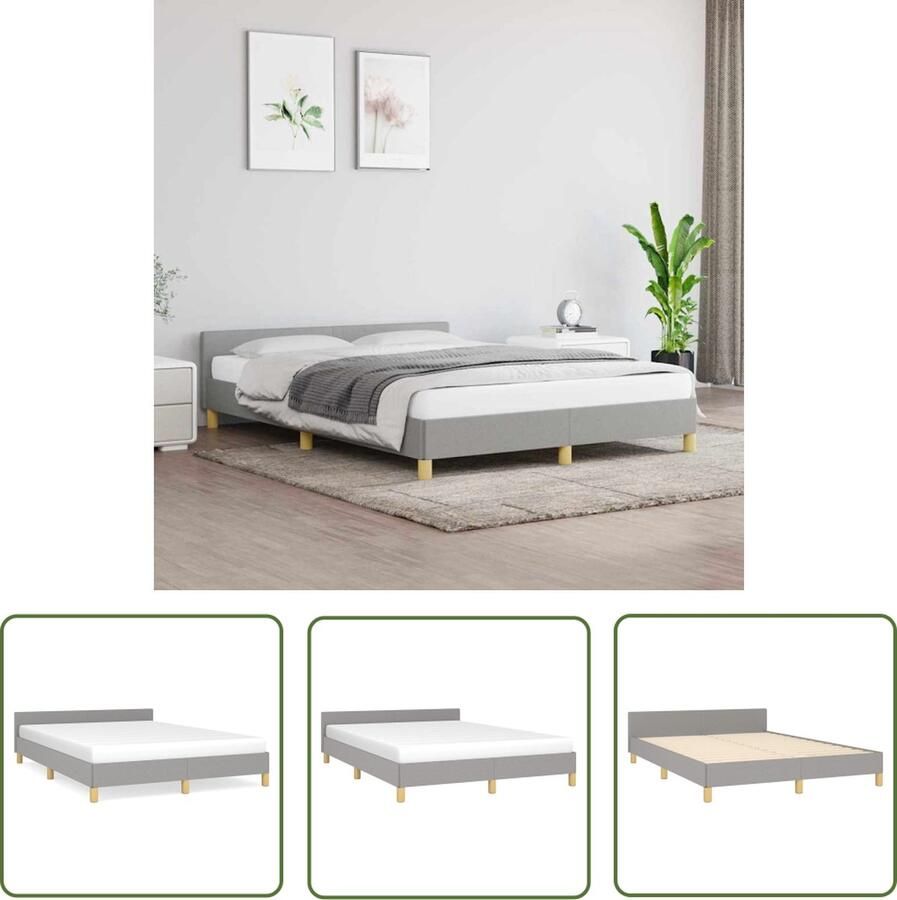 The Living Store Bedframe met hoofdeinde stof lichtgrijs 140x190 cm Bedframe Met Hoofdeinde Bedframes Met Hoofdeindes Bed Slaapmeubel Ledikant Bedbodem Tweepersoonsbed Bedden Slaapmeubels Slaapmeubelen Slaapmeubilair - Foto 2