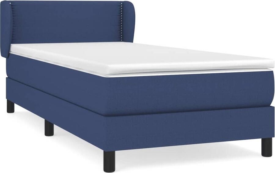 VidaXL Boxspring Blauw 100x200 cm Inclusief Matras Boxspringbed Boxsprings Slaapkamerinrichting Bed Kopen Tweepersoonsbed Blauwe Bed Houten Bed Frame Matras Pocketed Spring Mattress - Foto 2