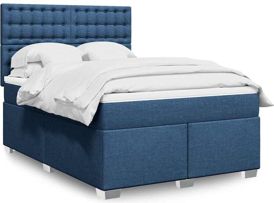 VidaXL Boxspring Blauw 140x190 cm Inclusief Matras