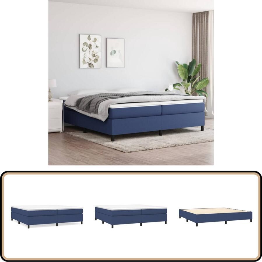 VidaXL Boxspring Blauw 200x200 cm Inclusief Matras Boxspringbed Boxsprings Slaapkamerinrichting Tweepersoonsbed Blauwe Bedden Hard Matras Zachte Matras Pocketveer Matras
