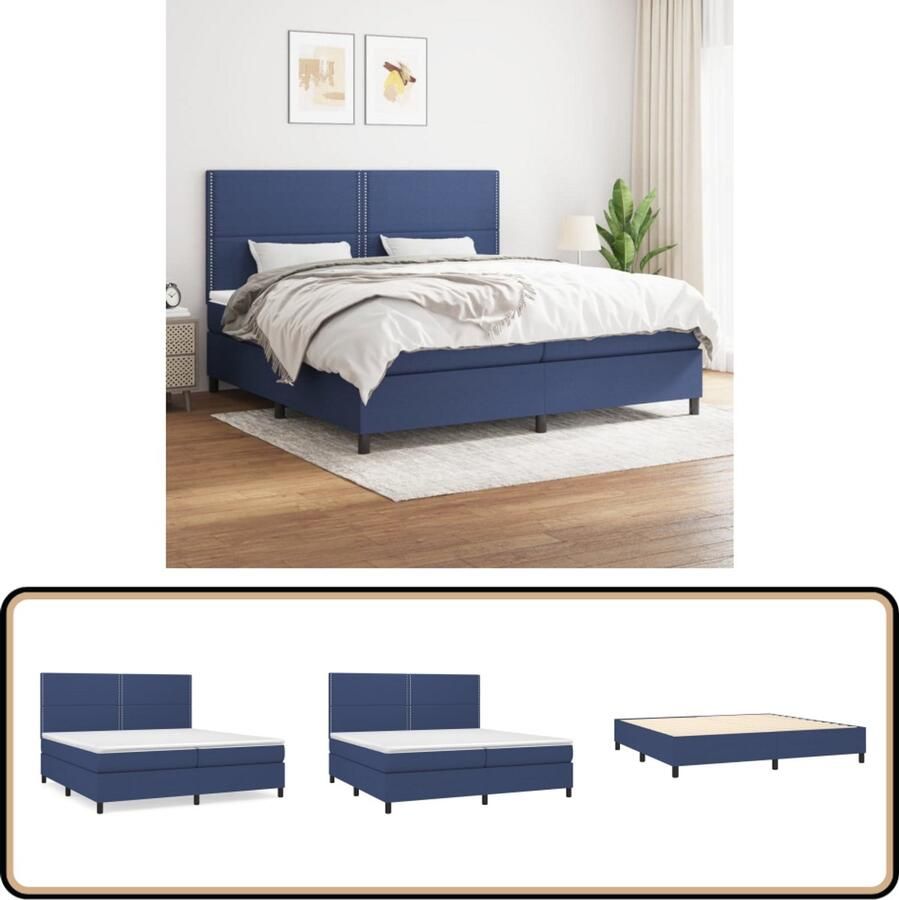 VidaXL Boxspring Blauw 200x200 cm Inclusief Matras Boxspringbed Slaapkamerinrichting Tweepersoonsbed Blauwe Bedden Boxspring Met Pocketed Veren