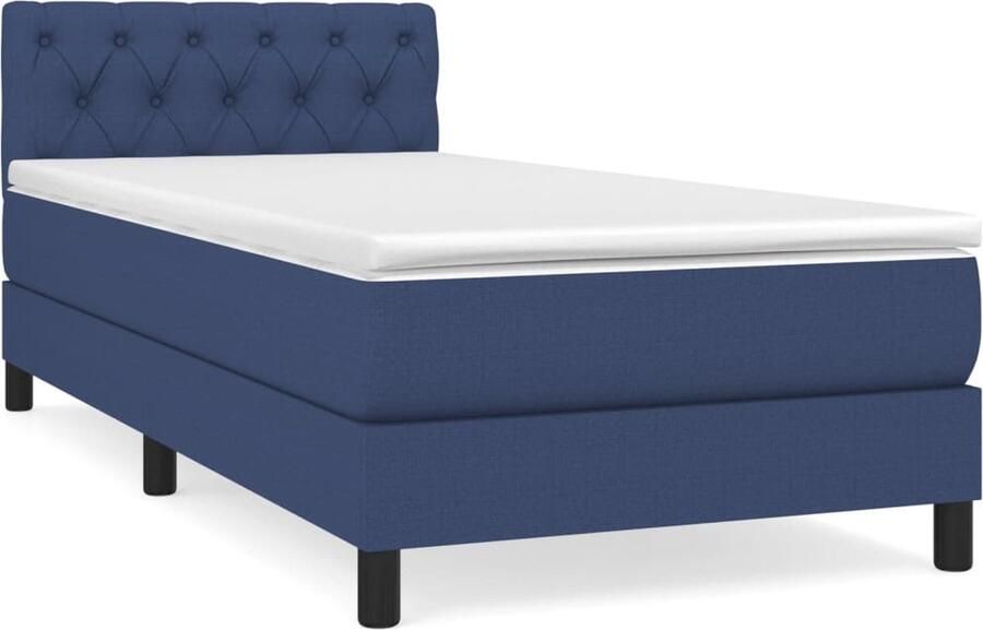 VidaXL Boxspring Blauw 80x200 cm Inclusief Matras Boxspring Bed Pocketveer Matras Verstelbare Hoofdbord Blauwe Boxspring Medium Hard Matras Slaapkamer Meubels
