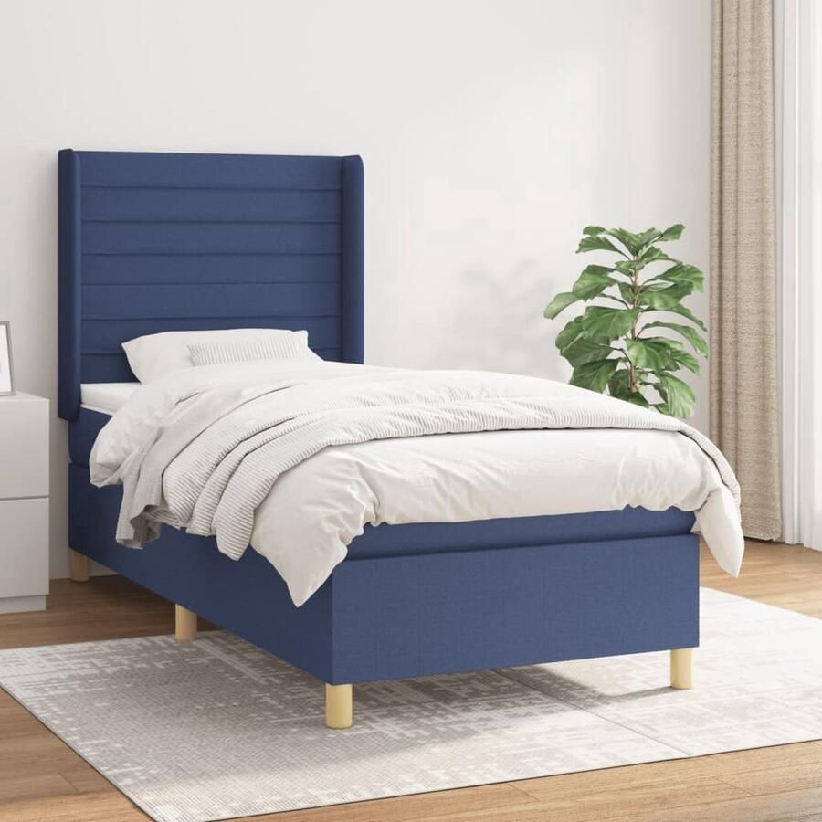 VidaXL Boxspring Blauw 80x200 cm Inclusief Matras Boxspringbed Boxspring Bed Slaapkamerinrichting Tweepersoonsbed Pocketed Spring Mattress Frame Bed Houten Bed Blue Bed