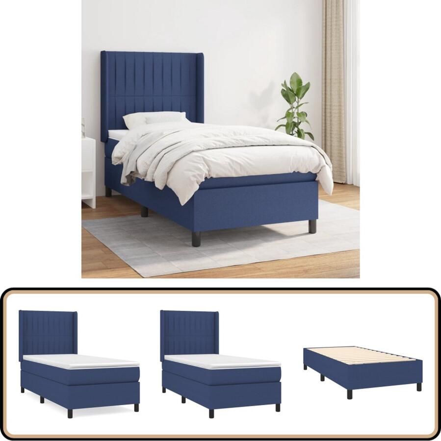 VidaXL Boxspring Blauw 80x200 cm Inclusief Matrassen Boxspringbed Pocketvering Slaapkamer Meubilair Tweepersoonsbed Bed Frame