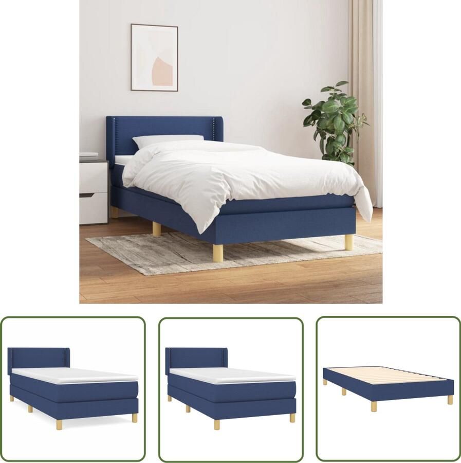 VidaXL Boxspring Blauw 80x200cm Inclusief Matras Boxspringbed Boxsprings Slaapkamerinrichting Bed Frame Tweepersoonsbed