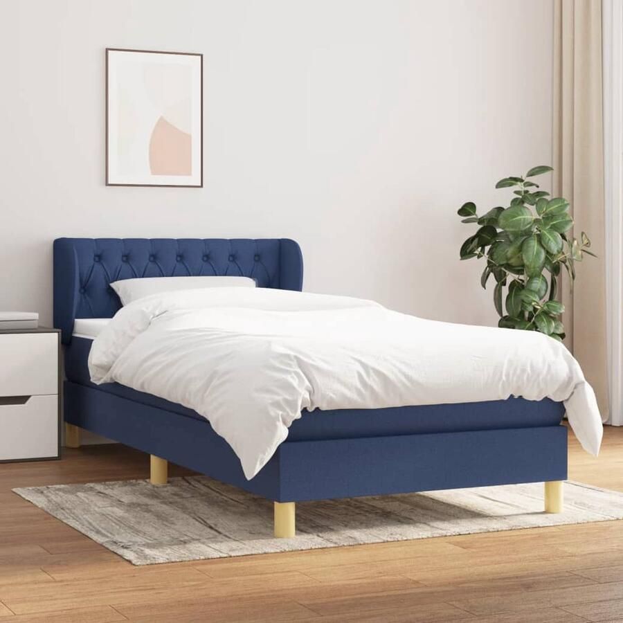 VidaXL Boxspring Blauw Inclusief Matras & Topmatras Boxspringbed Pocketvering Slaapkamerinrichting Tweepersoonsbed Blauwdruk Designbed Luxe Bed Comfortabel Bed Hoogwaardig Bed - Foto 2