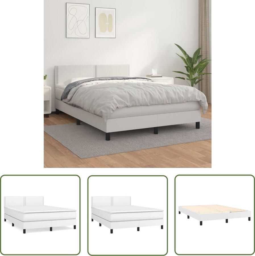 The Living Store Boxspringbed Duurzaam Kunstleer Bed 203x144x78 88cm Matras 140x200x20cm Topmatras 140x200x5cm Boxspringbed Boxspring Bed Slaapkamer Kunstleder