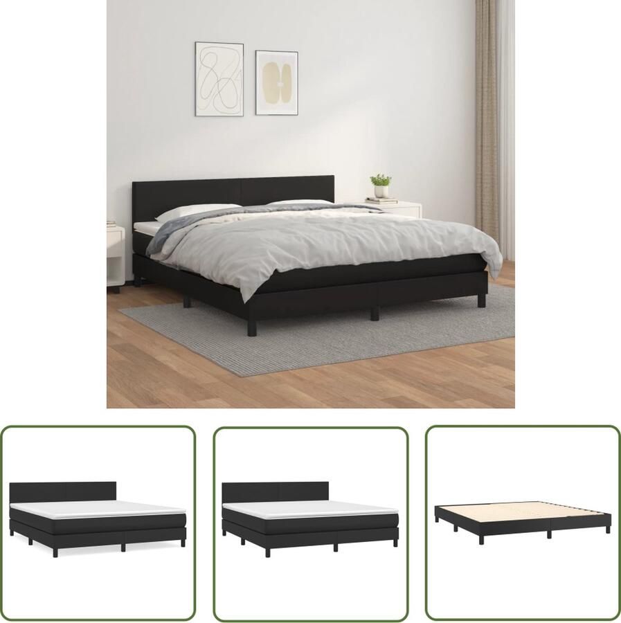 The Living Store Boxspringbed Afmetingen- 203 x 180 x 78 88 cm Duurzaam kunstleer Boxspringbed Boxspring Tweepersoonsbed Lederlook Bed Kunstleder Bed