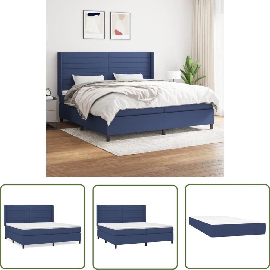 The Living Store Boxspringbed Comfort Bed 203x203x118 128 cm Blauw Boxspringbed Boxspring Bed Tweepersoonsbed Slaapcomfort