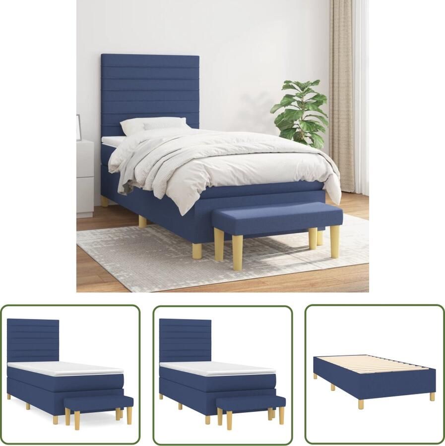 The Living Store Boxspringbed Comfort Bed 203x83x118 128 cm Blauw Boxspringbed Boxsprings Tweepersoonsbed Slaapcomfort Nachtmeubilair