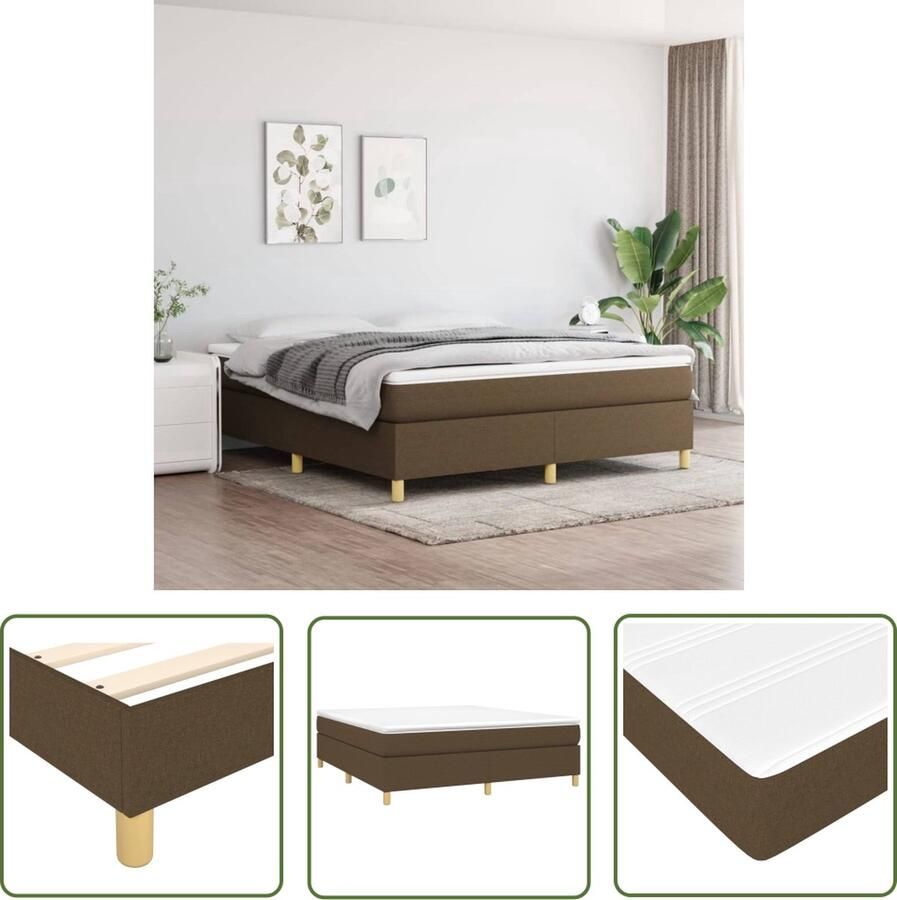 The Living Store Boxspring met matras stof donkerbruin 160x200 cm Boxspring Boxsprings Bed Slaapmeubel Boxspringbed Boxspring Bed Tweepersoonsbed Bed Met Matras Bedframe Ledikant Bedden